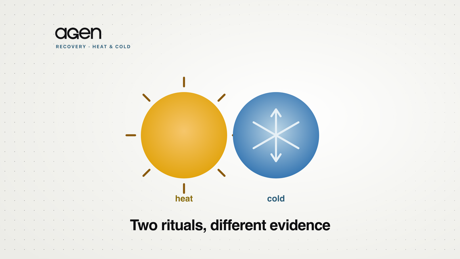 A warm sun and a cool snowflake side by side, representing heat and cold therapy.