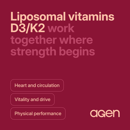 Agen Vitamins D3/K2 supplement, front of bottle