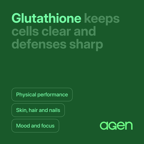 Agen Glutathione supplement, front of bottle