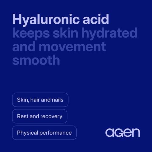 Agen Hyaluronic Acid supplement, front of bottle