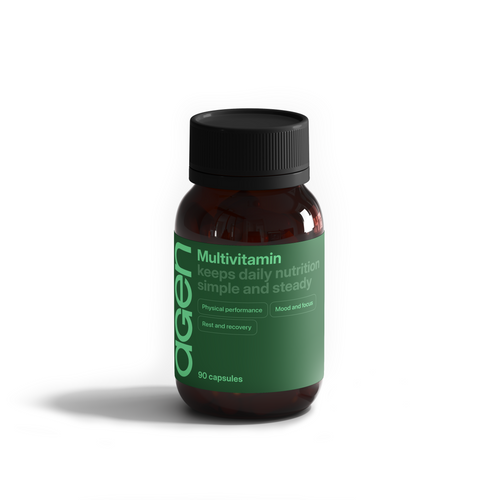 Agen Multivitamin supplement, front of bottle