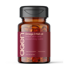 Agen Omega 3 Fish Oil supplement, front of bottle