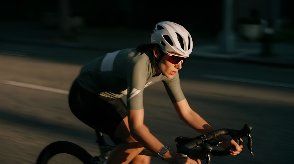 Cyclist wearing the Agen Band