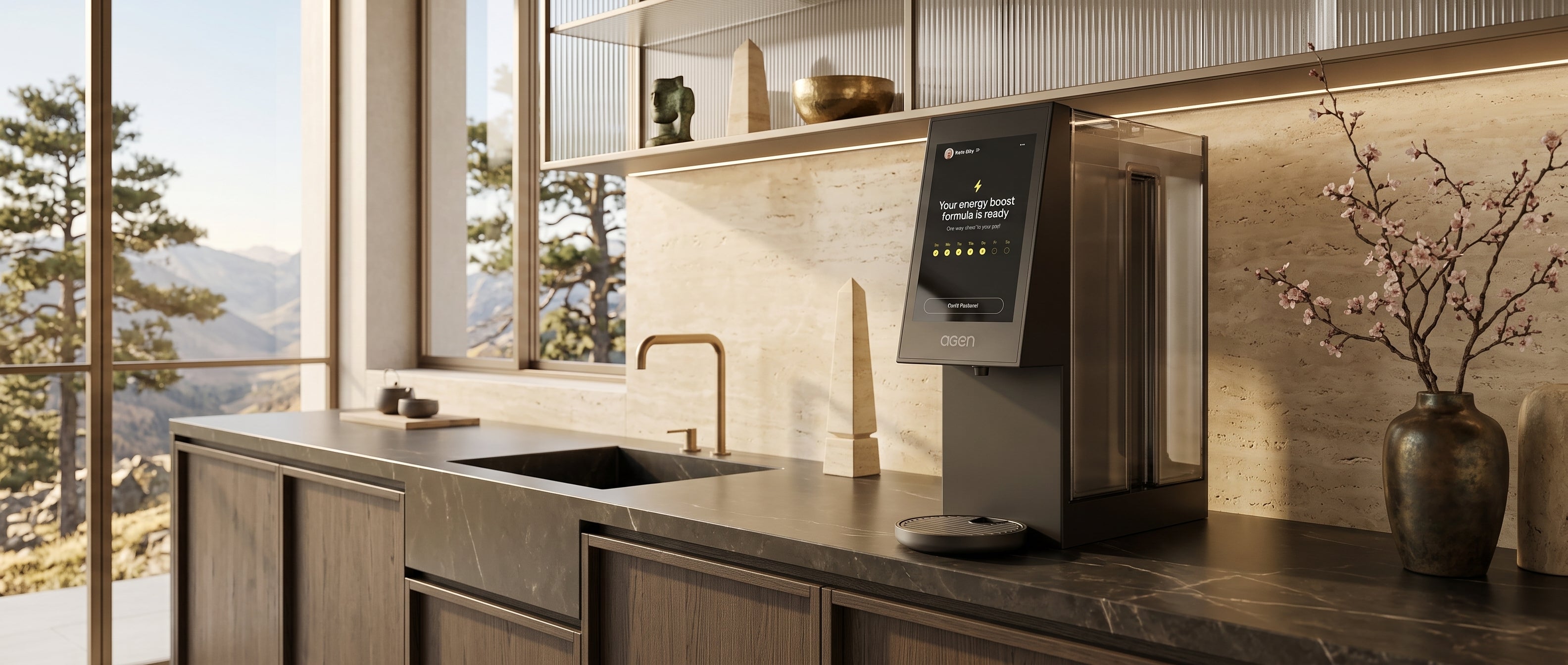 The Agen Robot on a kitchen counter