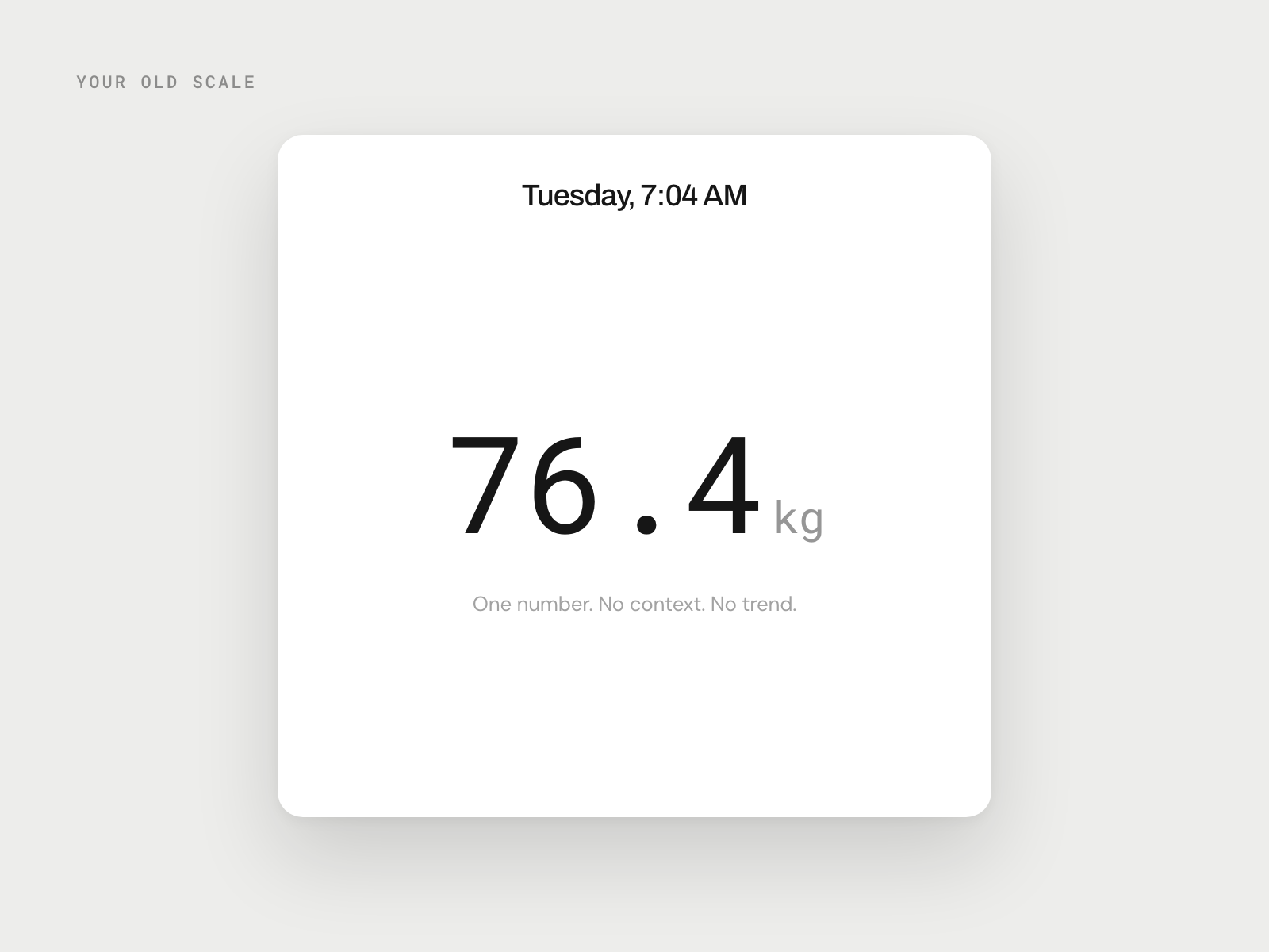 Old scale reading — one number